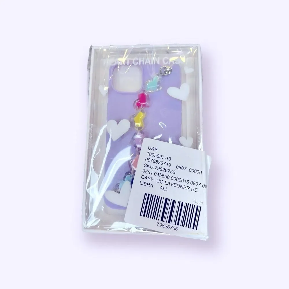 Urban Outfitters Lavander Chain Case with Heart Chain Handle for iPhone 13